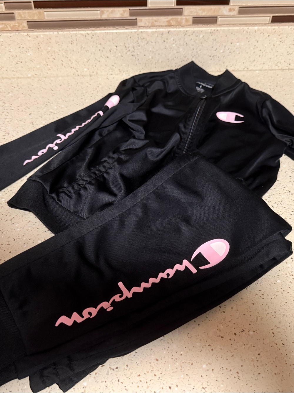 Champion Black Rashguard Set with Pink Logos